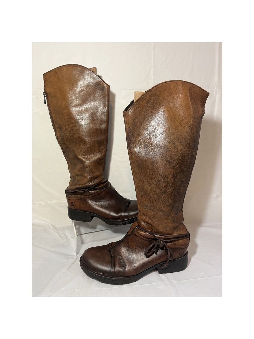 Born Shyra Tall Brown Leather Riding Boots Women Sz 8 - Picture 7 of 16